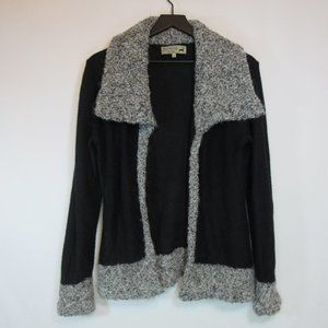 Peruvian Link Black Gray Alpaca Open Front Cardigan Sweater